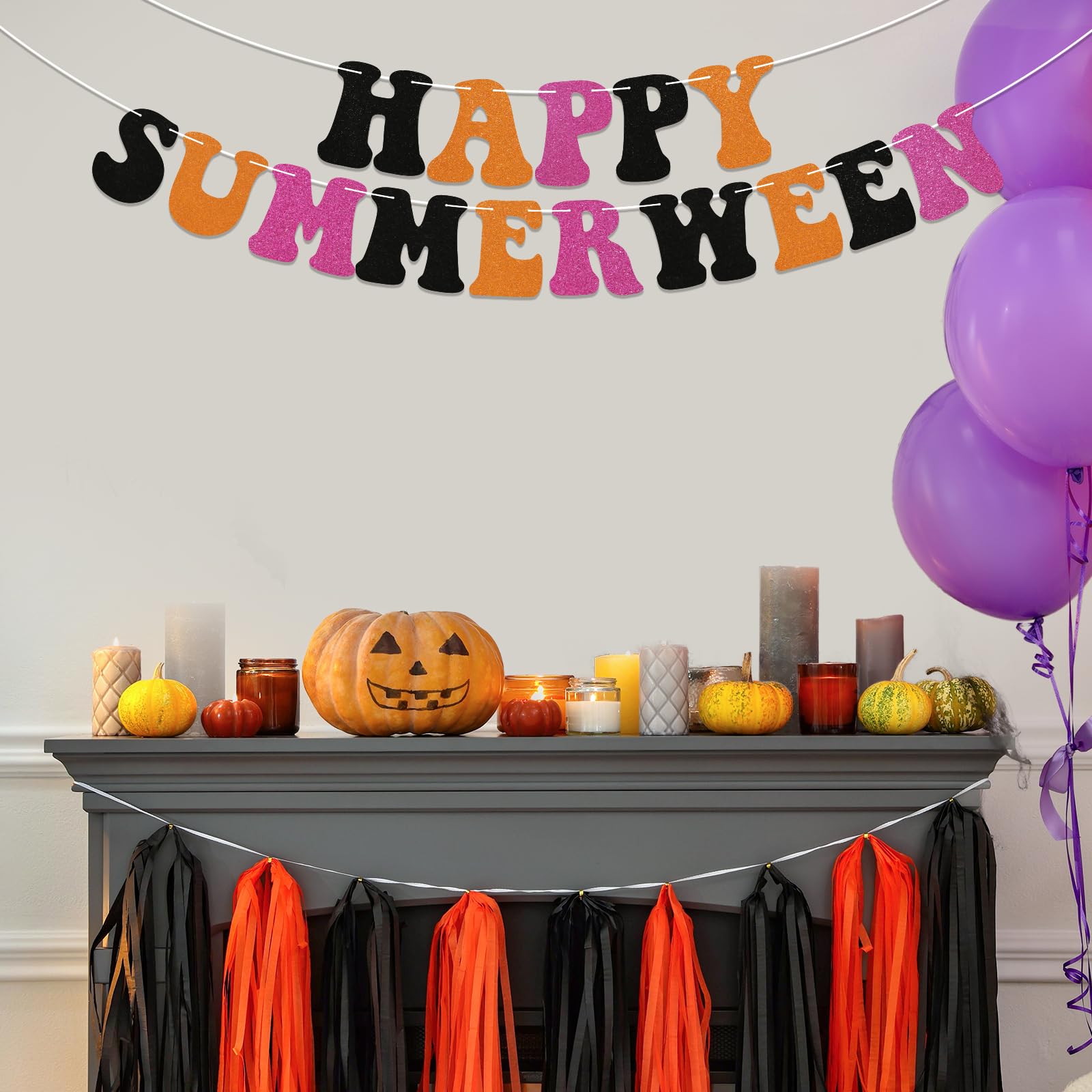 Newwiee Pre Halloween Banner - Just Waiting For Halloween Summer Ghost Party Decor