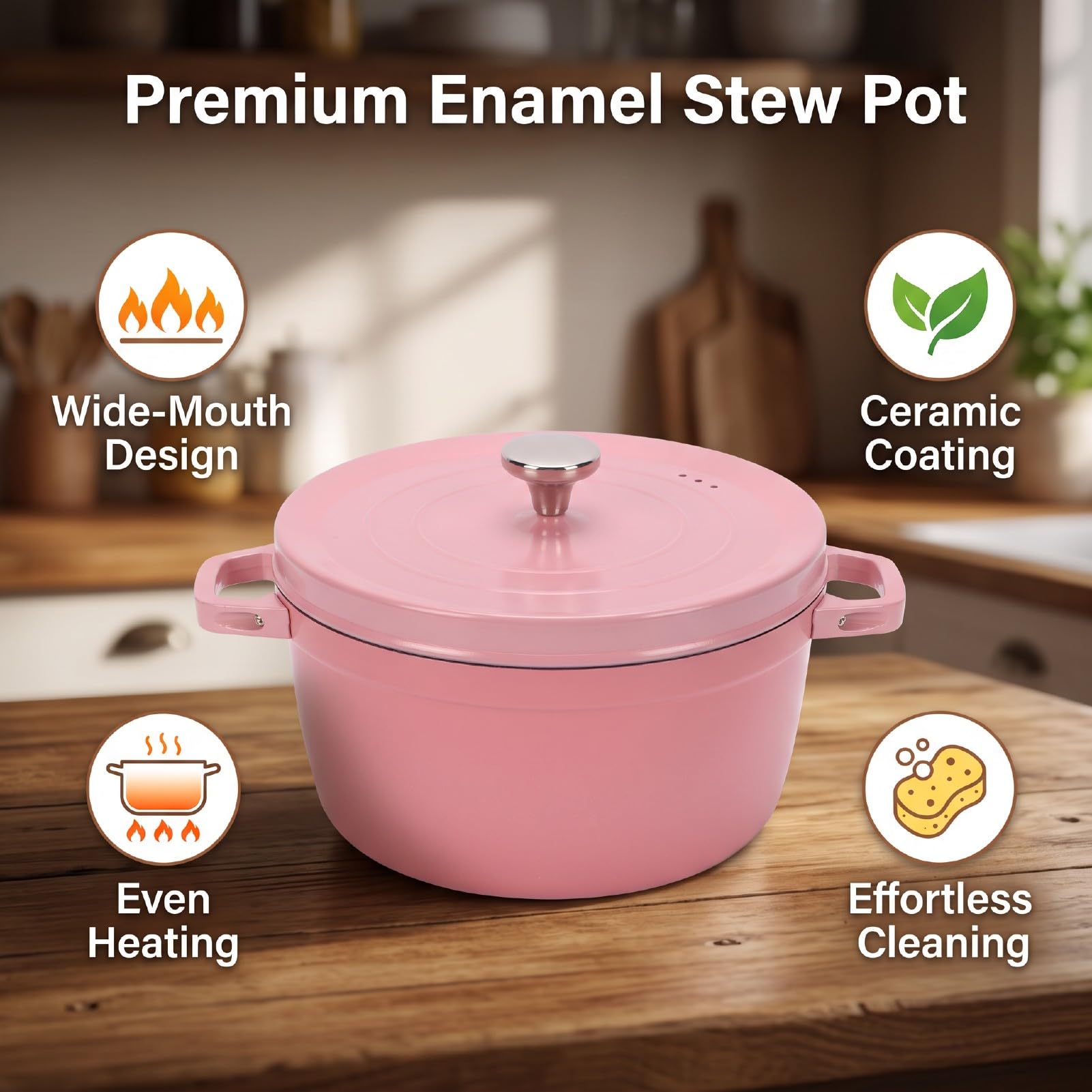Naroote Garnek Emaliowany 24cm 4L z nieprzywierającą powłoką ceramiczną,
