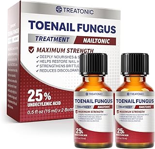Treatonic Toenail Fungus Treatment Extra Strength: Antifungal Repair Solution with 25% Undecylenic Acid for Toe Nail Fungus Treatments - Restores Damaged & Discolored Nails Appearance - 2 Bottles