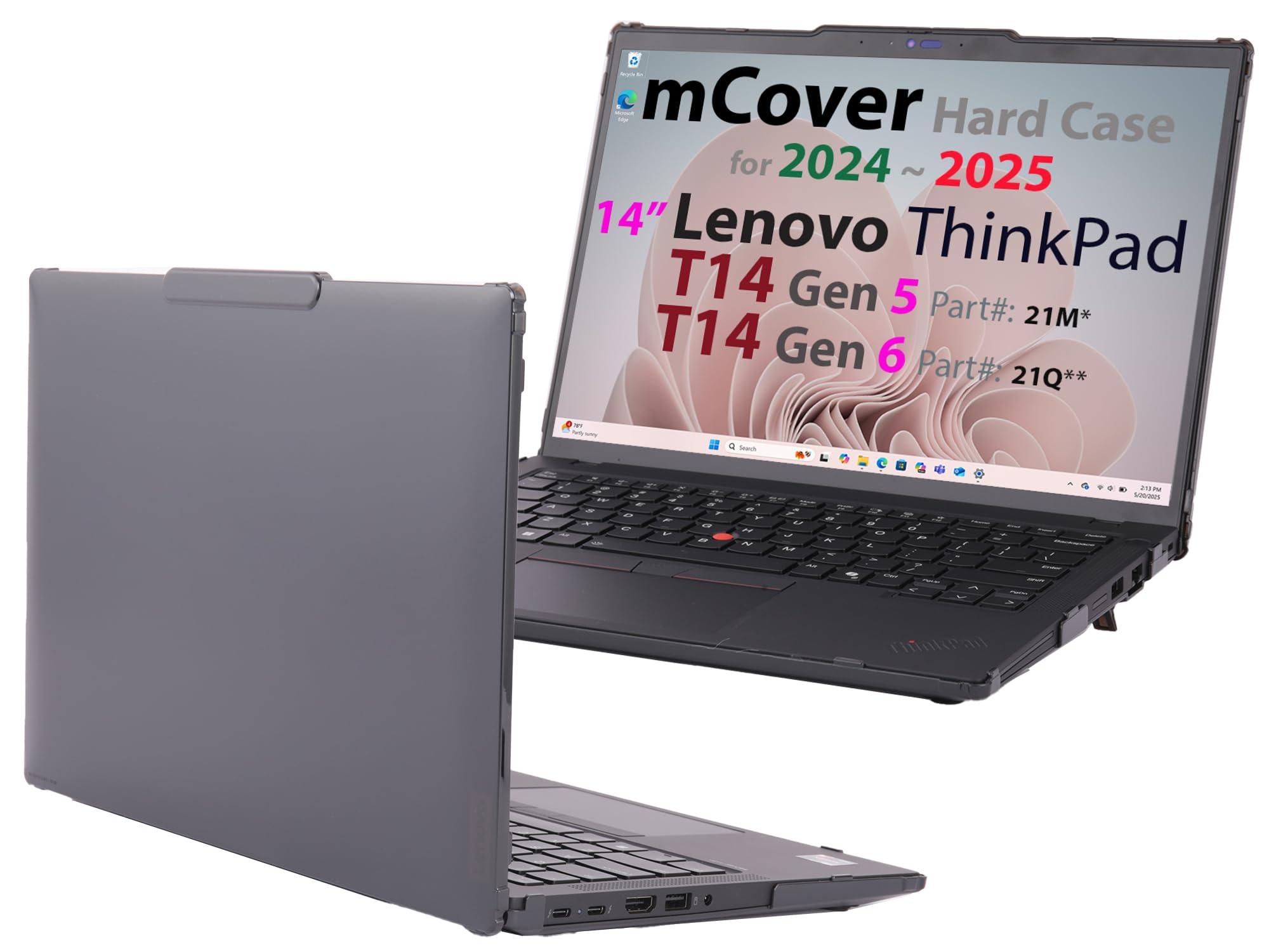 mCover - Coque Rigide Uniquement Compatible avec Lenovo ThinkPad T14 Gen 5/Gen 6 14" (charnière à 180°, Non Compatible avec Aucun Autre modèle Lenovo) - Noir