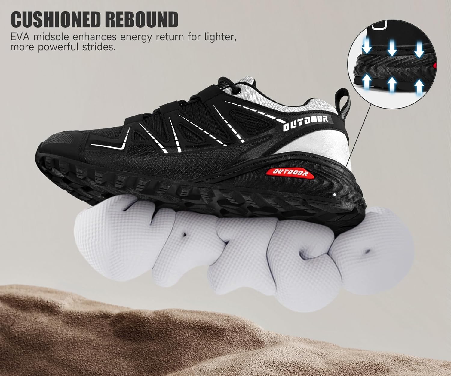 Men's Trail Running Shoes Waterproof Lightweight Non-Slip Walking Hiking Sneakers Men Outdoor - Image 4