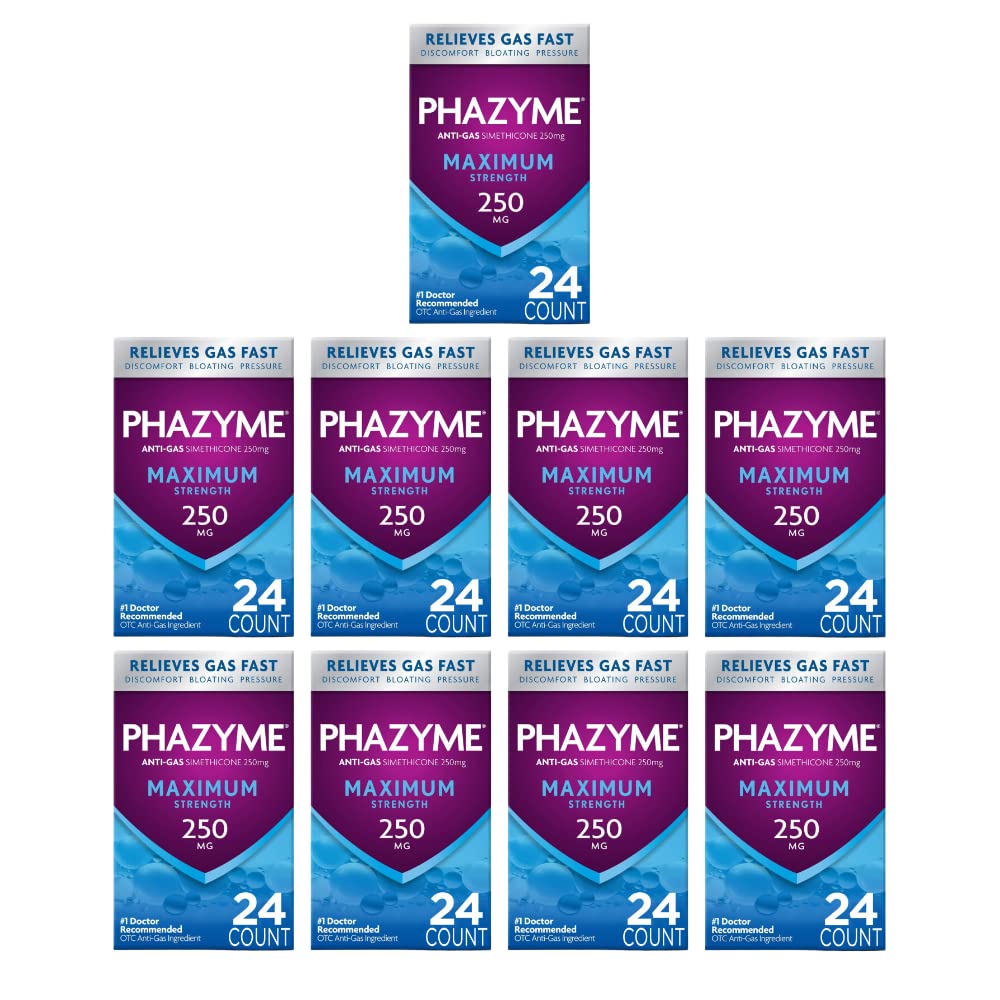 Phazyme Maximum Strength 250mg Anti Gas 24 Softgel (Pack of 9)