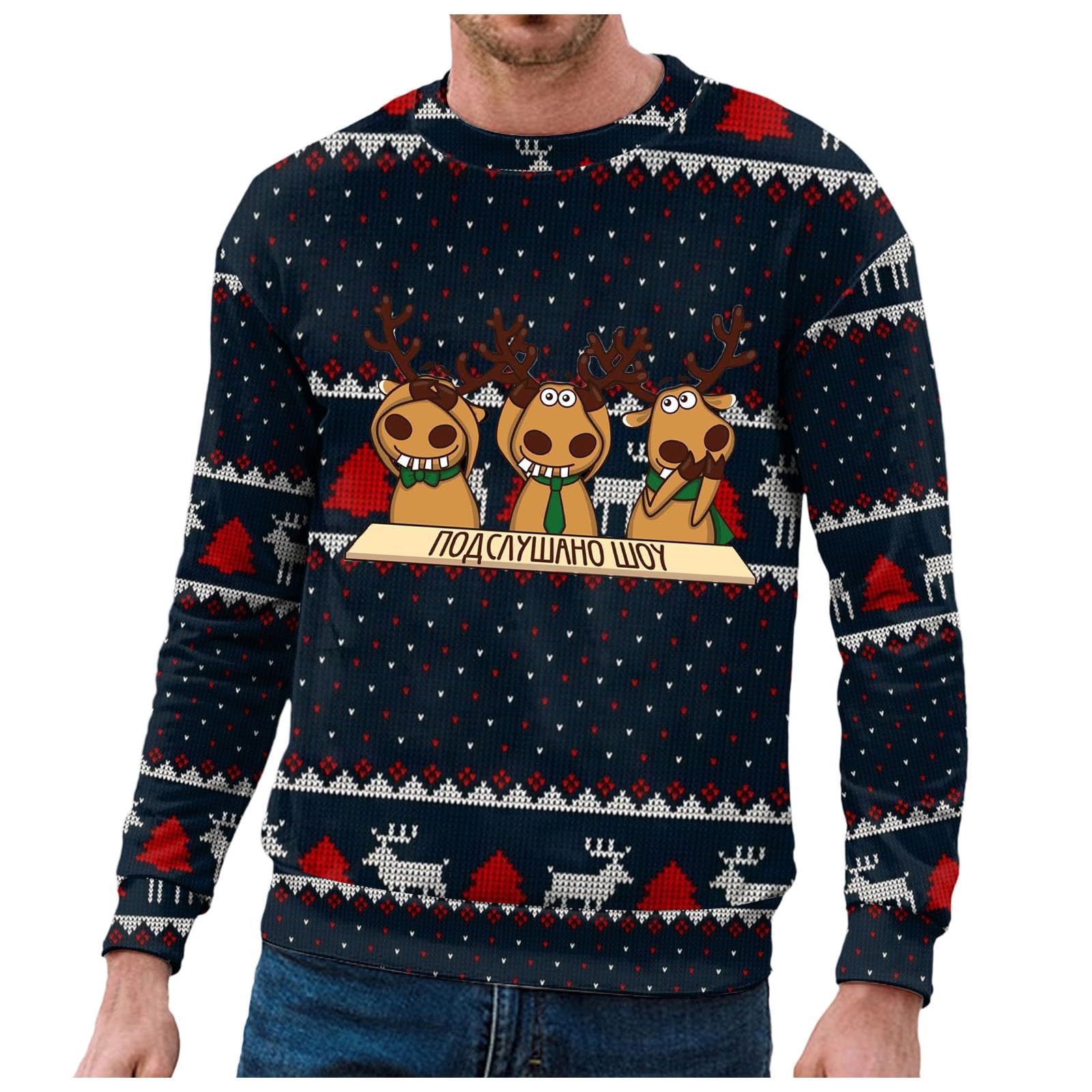 Maglione natalizio da uomo, con stampa 3D, divertente, regalo di Natale