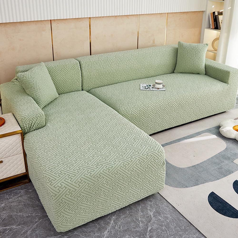 Housse de canapé d'angle Jacquard pour masquer l'usure du salon