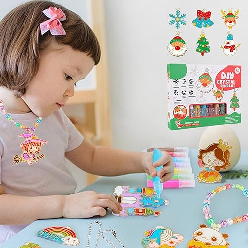 Miniatura 2 de Juego de manualidades y manualidades de pintura de cristal, kit de pintura de cristal, arte de bricolaje para niños, kit de llaveros de pintura de