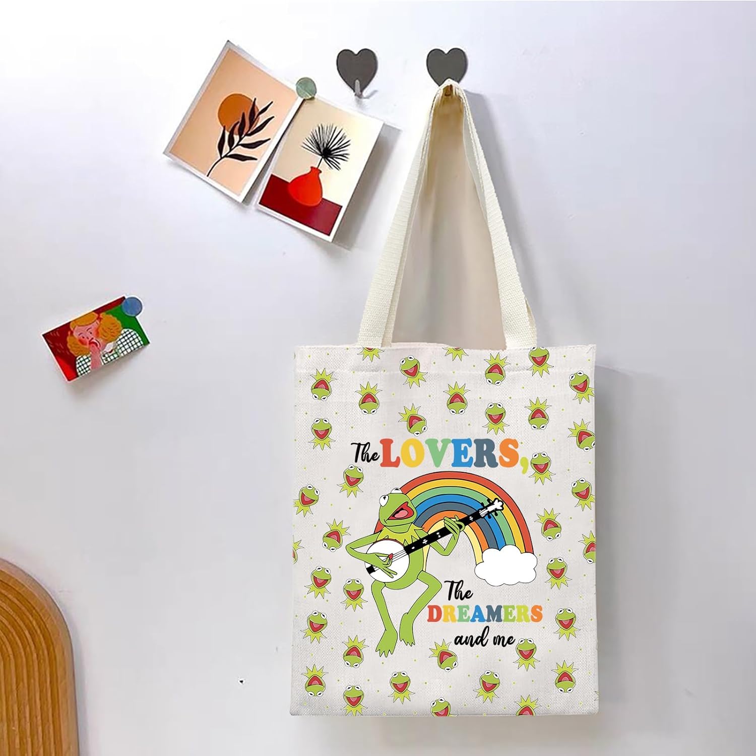 TGBJE Rainbow Frog Gift The Lovers The Dreamers and Me Tote Bag Singing Frog Lover Gift The Frog Merchandise (The Lovers frog tote) - Image 3