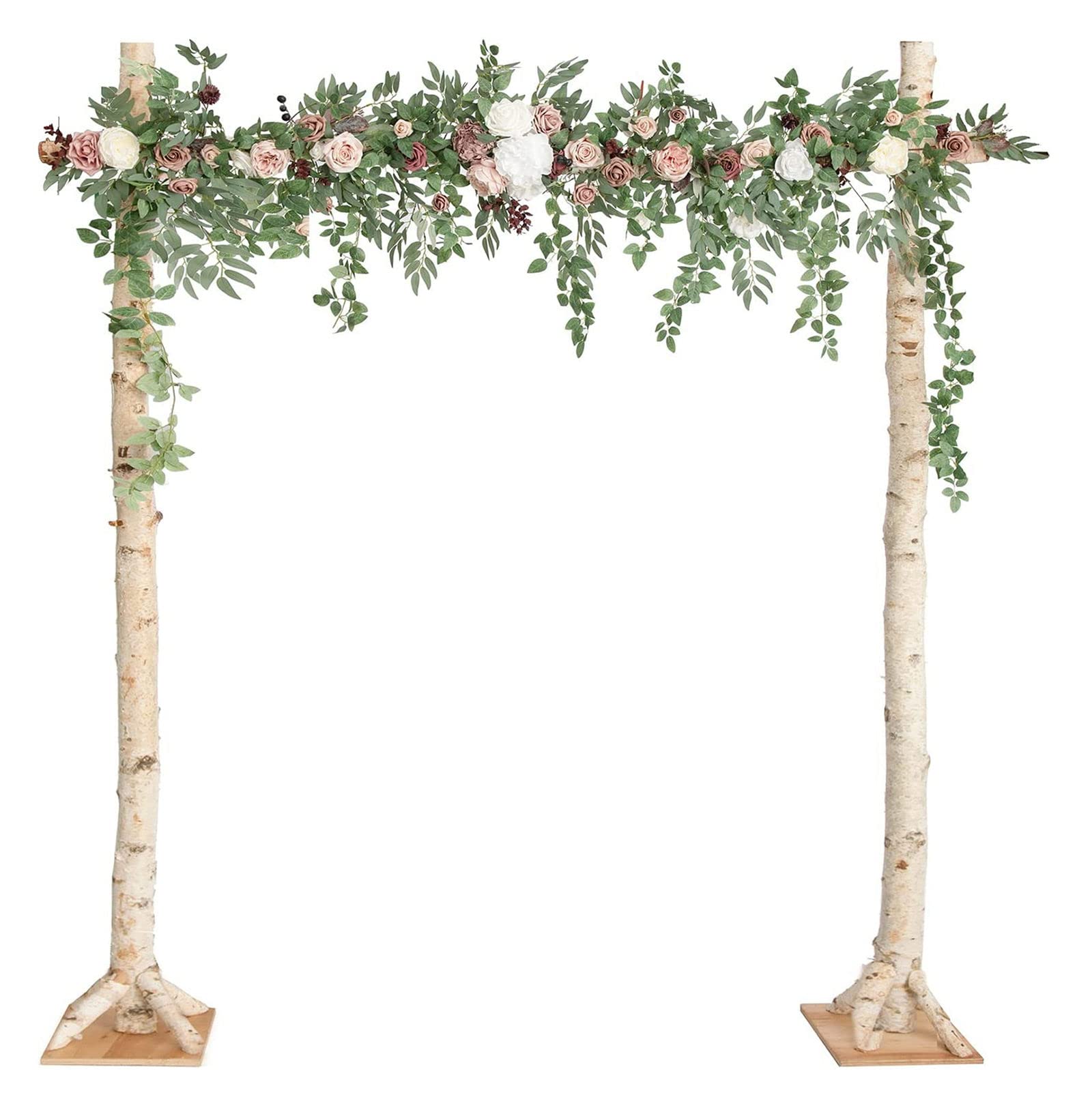 Künstliche Eukalyptus-Girlanden in Orange, romantische Hochzeitsbogen-Blumen im Boho-Stil, hängende Seidenranken-Hochzeitsgirlande mit grünen Blättern für Hochzeits-Party-Dekoration