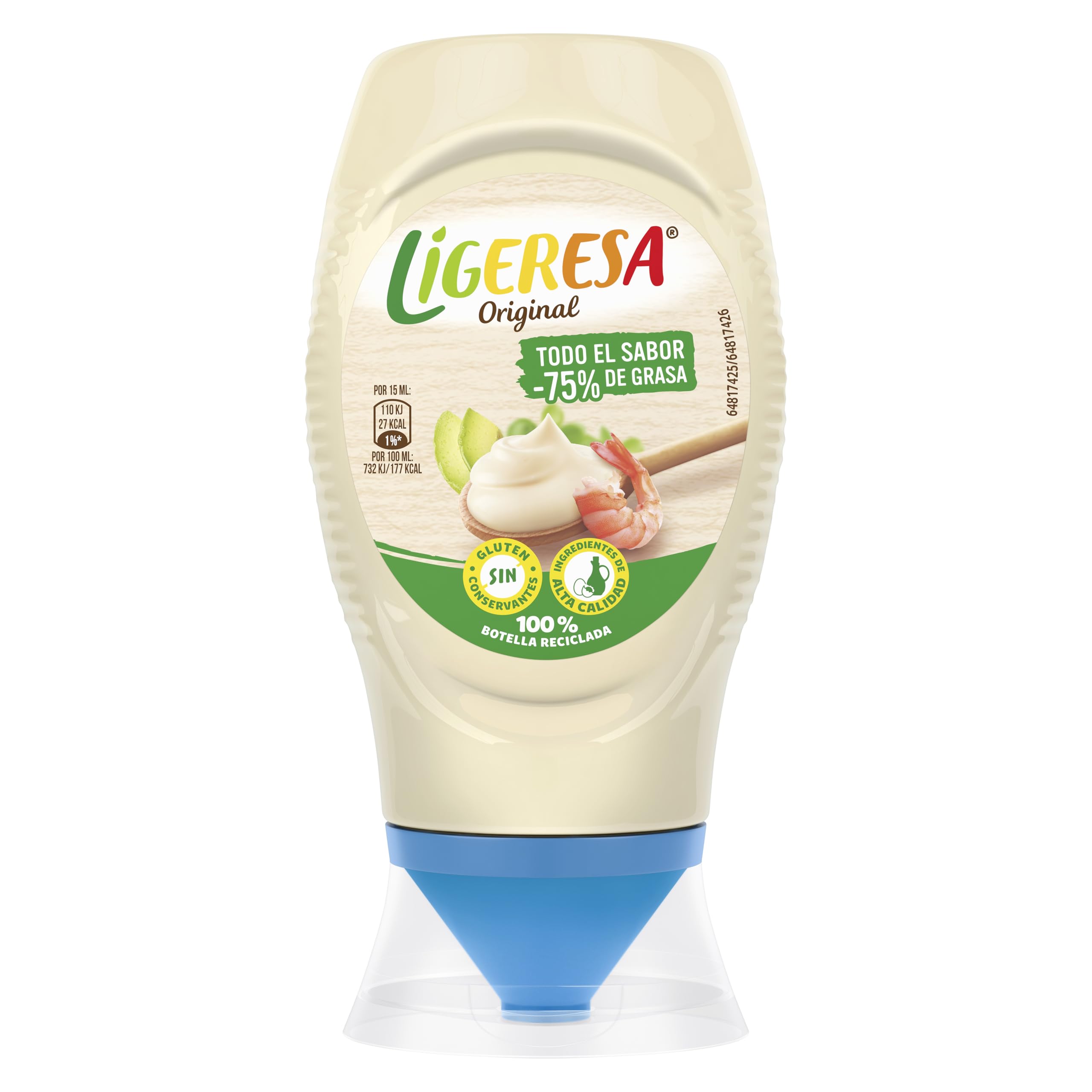 Ligeresa Salsa Bocabajo 60% menos de grasa Original Apta para vegetarianos 250 ml