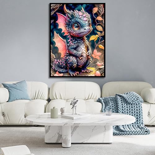 Miniatura 6 de CNITUR Kits de pintura de diamantes 5D para adultos, kits de arte de diamantes de dragón colorido, arte de pintura de diamantes para decoración de