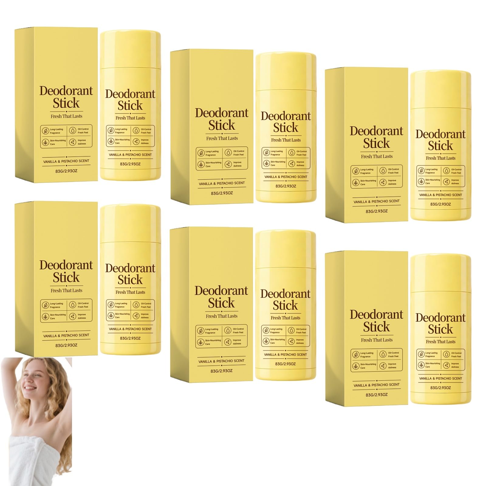 Deodorante Stick Vaniglia E Pistacchio Uomo‑donna, Fragranza Fresca Di Lunga Durata, Controllo Oleoso Ascelle, Deodorante Coreano Nutriente Portatile (6 PCS)