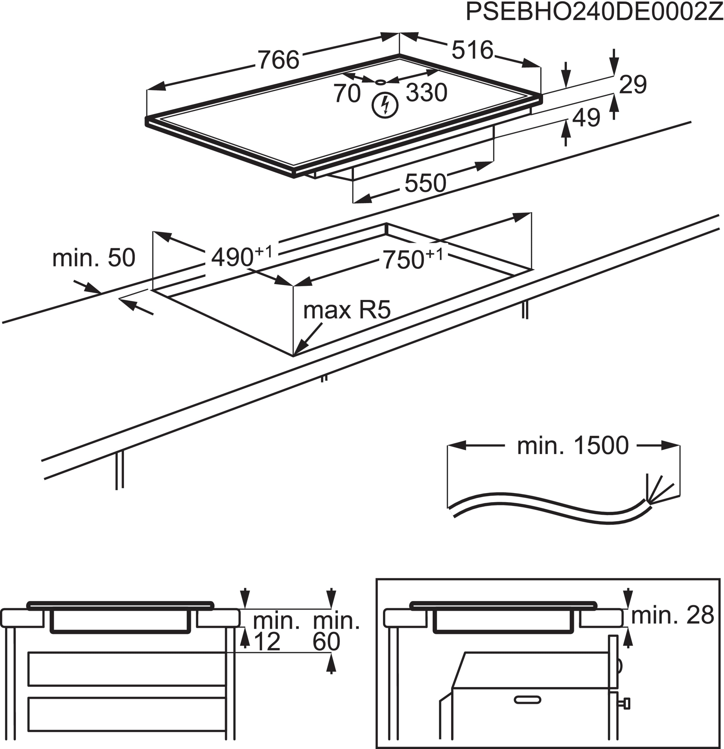AEG Induktionskochfeld autark 80cm 4 Flex-Zonen Powerfunktion 14 Stufen SuperFlat Rahmen Timer Touch-Bedienung Haubenautomatik