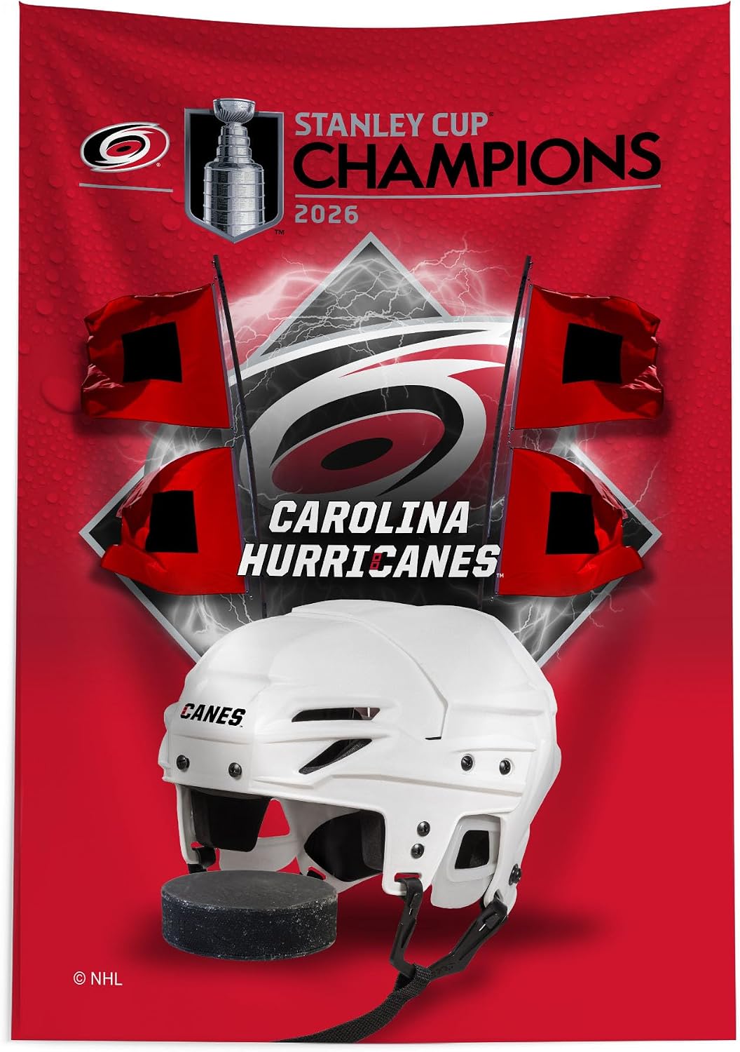 Northwest NHL Carolina Hurricanes 2026 Stanley Cup Champions Printed Wall Hanging Tapestry, Woven Polyester Fabric, Decorative Fan Art for Bedroom Office Living Room, 24 x 36 in