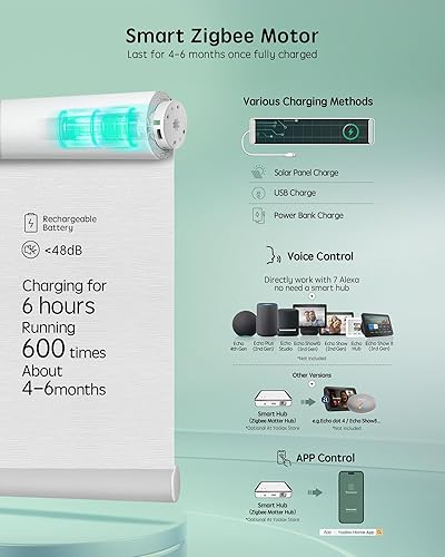 Miniatura 30 de Yoolax Persianas motorizadas con control remoto, persianas inteligentes opacas para ventanas, persianas enrollables motorizadas, persianas Tela