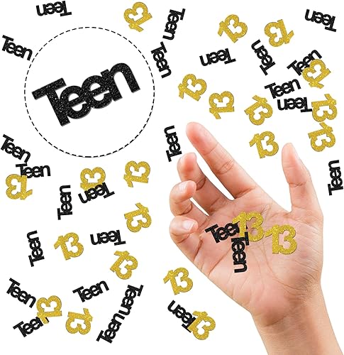 Miniatura 3 de Confeti rosa con purpurina para adolescentes de 13 años, confeti de mesa de feliz cumpleaños 13, dispersión de papel para adolescentes trece,