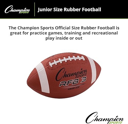 Miniatura 3 de Champion Sports Rubber Football Durable All-Weather Football with Enhanced Grip - Backyard Play & Training Pee Wee to Official Sizes