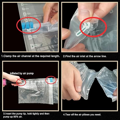 Miniatura 6 de Almohadas de aire para envío con bomba de embalaje, bolsas de aire, 400 unidades inflables, suministros de envío, relleno de caja, materiales de
