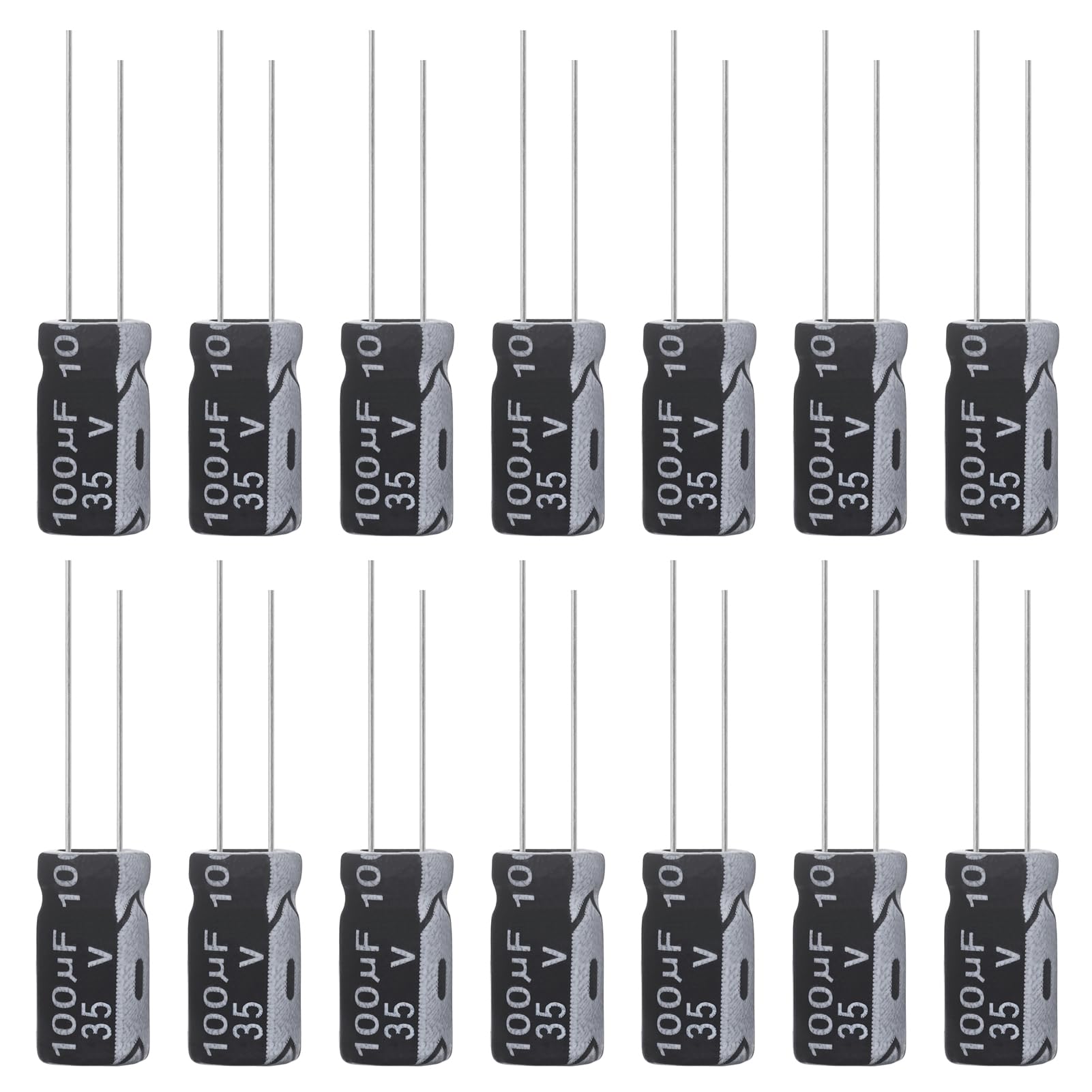 100uF 35V 6x12mm Electrolytic Capacitor 100 UF MFD 35 Volt 0.24x0.47in Aluminum Capacitors (Pack of 15)
