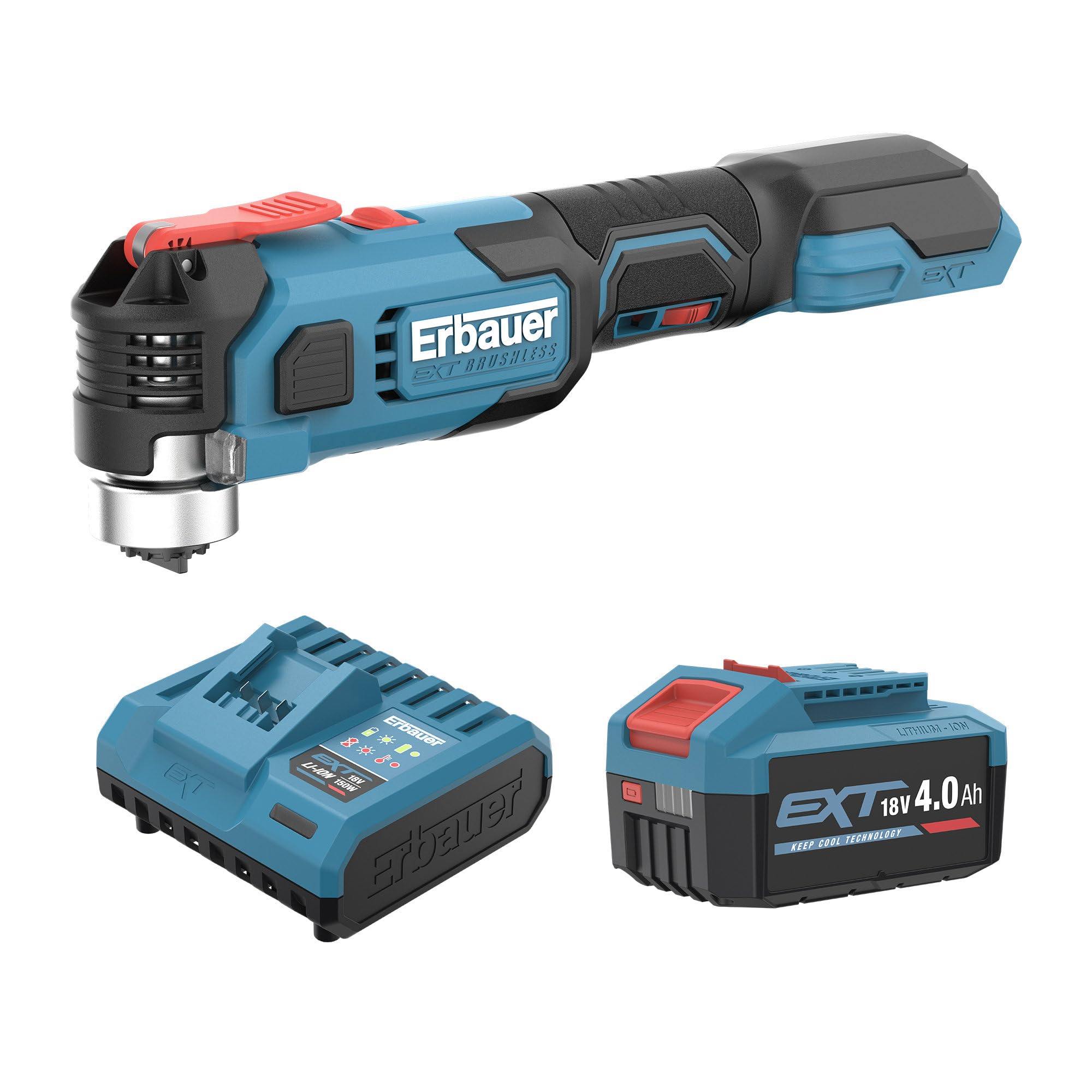Erbauer ERI1080MLT - Herramienta multifunción inalámbrica (18 V, 4 Ah, sin escobillas