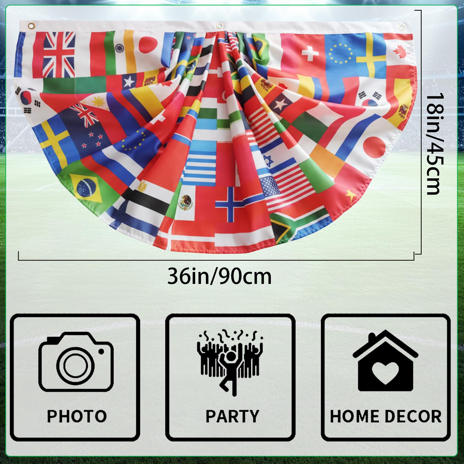 BLPRKOT 41 Drapeaux Pays Coupe Du Monde 2026 – 14 X 21 Cm, Mât Blanc 30 Cm, Tissu Résistant – Déco Stade, Bar, Voiture, Fête