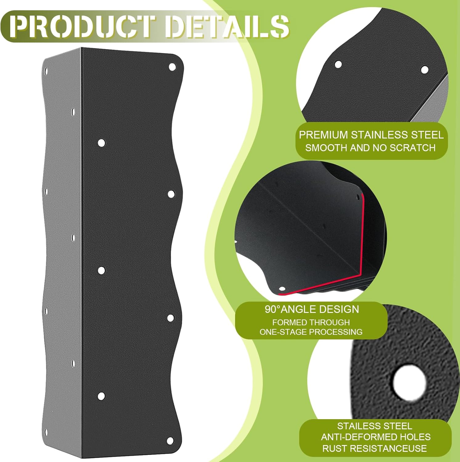 8-Pack Heavy-Duty Metal Corner Brackets for Raised Garden Beds (11"x3"x3") - L-Shaped Reinforced Connectors with Short/Long Screws, Fits 20"-24" Bed Edges & Wooden Shelves/Cabinets