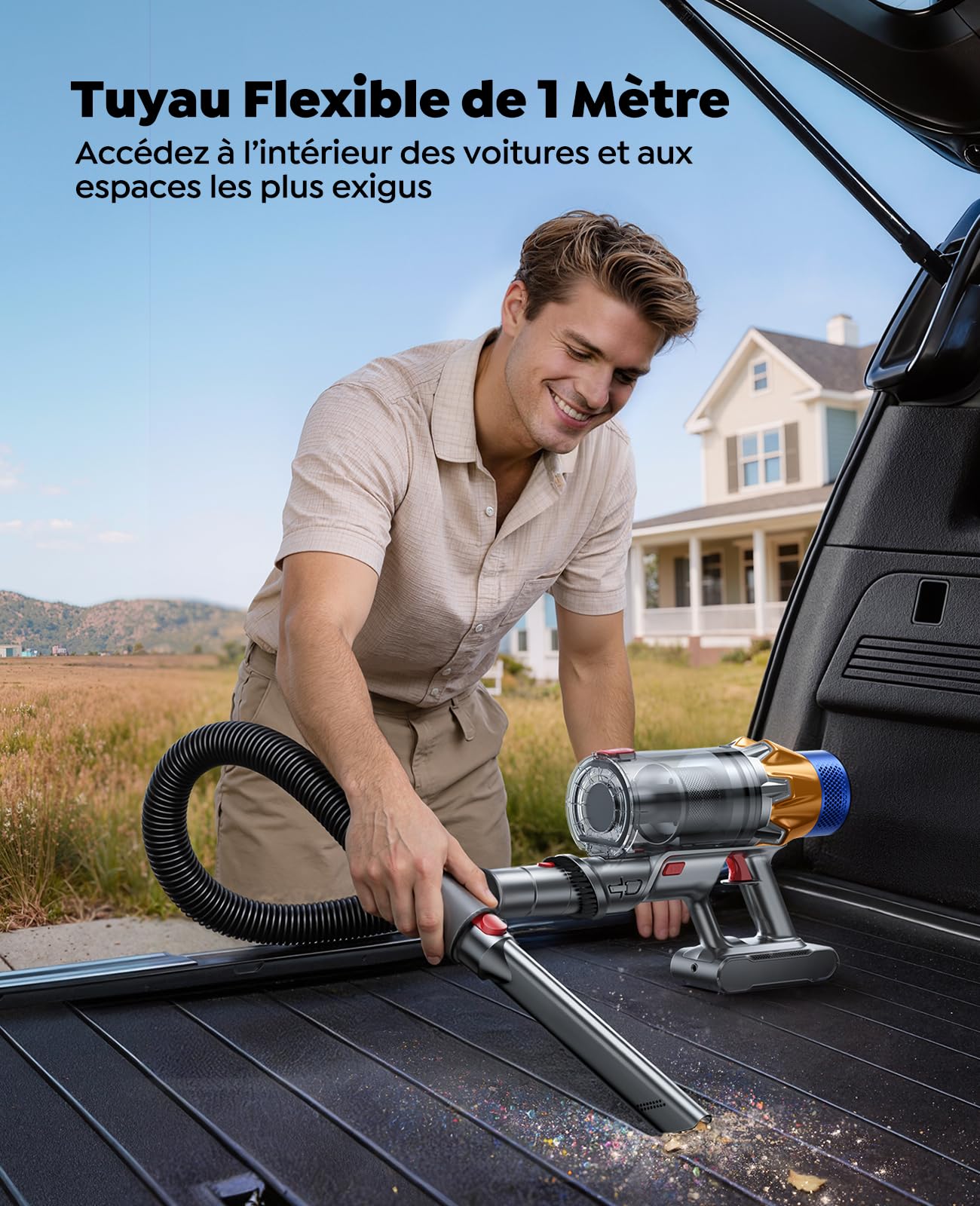 Fieety Aspirateur Balai sans Fil avec 2 Batteries, 130Min/50kPa/600W Aspirateur sans Fil Puissant, Tuyau Extensible, Brosse Canapé, Parfumé, Mode Automatique pour Sols Durs, Tapis, Animaux et Voiture