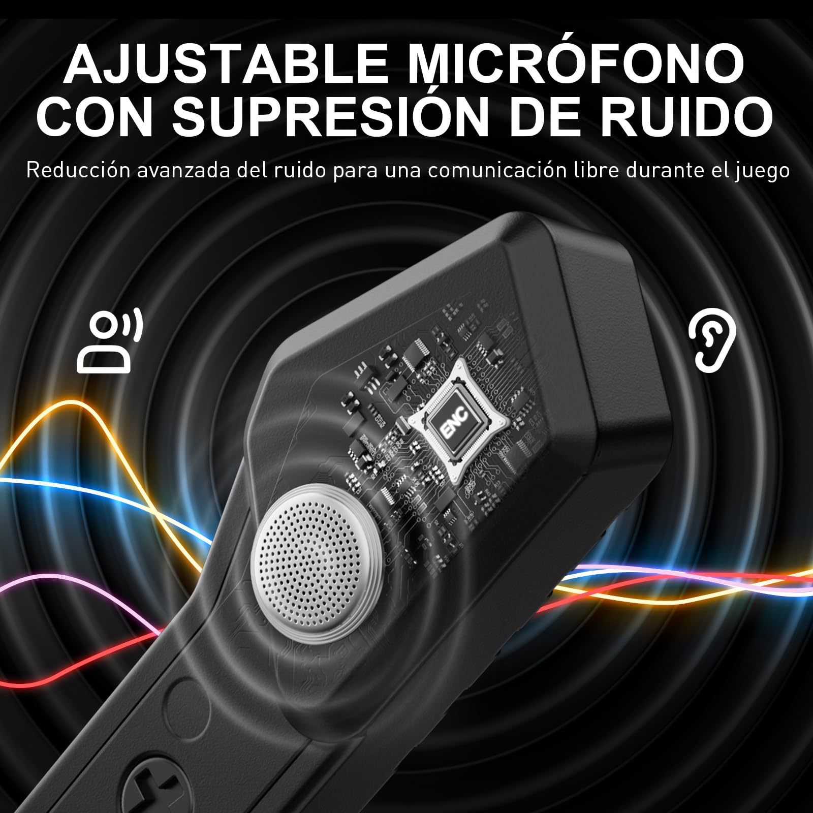 VK82 Cascos Gaming Inalambricos con Micrófono Reducción De Ruido, Cascos Wireless de 2.4G & Bluetooth 5.4, Auriculares Gaming con Luces LED para Ps5, Ps4, PC, Switch (Negro Azul)