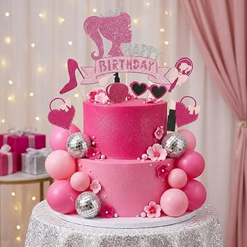 JeVenis Birthday Cake Decoration Pink Girls Decor for Bridal & Baby Showers