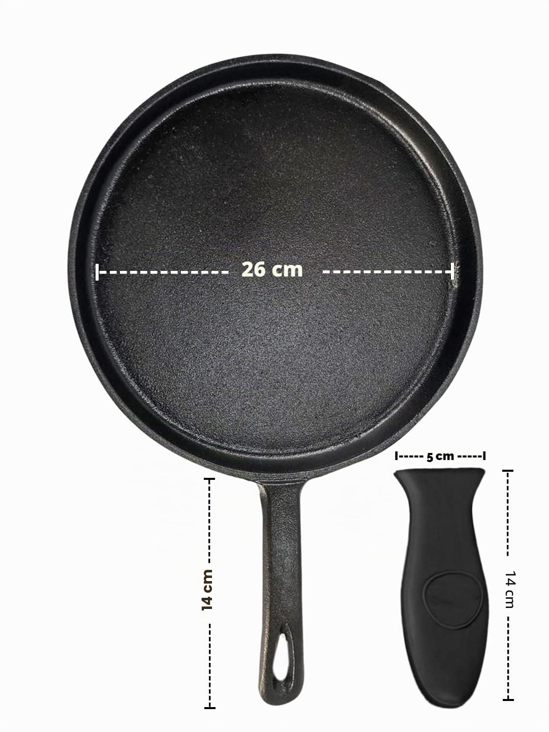 Tortillada - 26cm Padella Antiaderente in Ghisa/Padella + Copertura Manico + E-Book con 50 Ricette per Tortilla