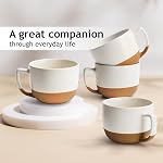 MIAMIO – 450 ml, lot de 4 Mug de latte en céramique – Set de tasse de café moderne élégant pour café, latte, thé, cacao chaud - Boissons Lave-vaisselle & Micro-ondes sans danger – Collection Aura (Cocoa crémeux, tasses à café(4X))