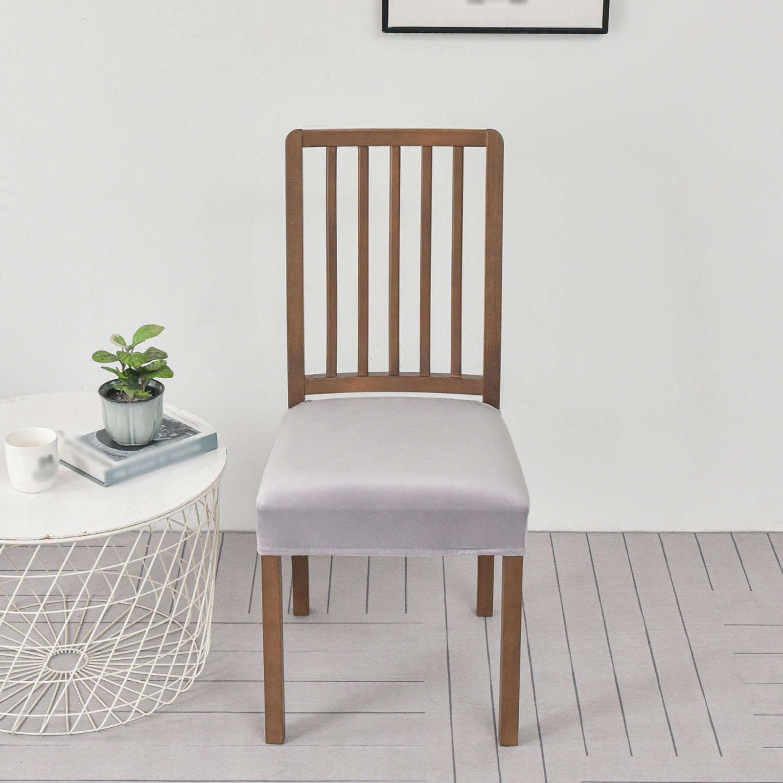 Terciopelo Fundas de Asiento para Silla Pack 4 | Funda Asiento Silla Extraíbles y Lavables Elásticas Fundas sillas Comedor Antideslizante Felpa Para Cocina banquete