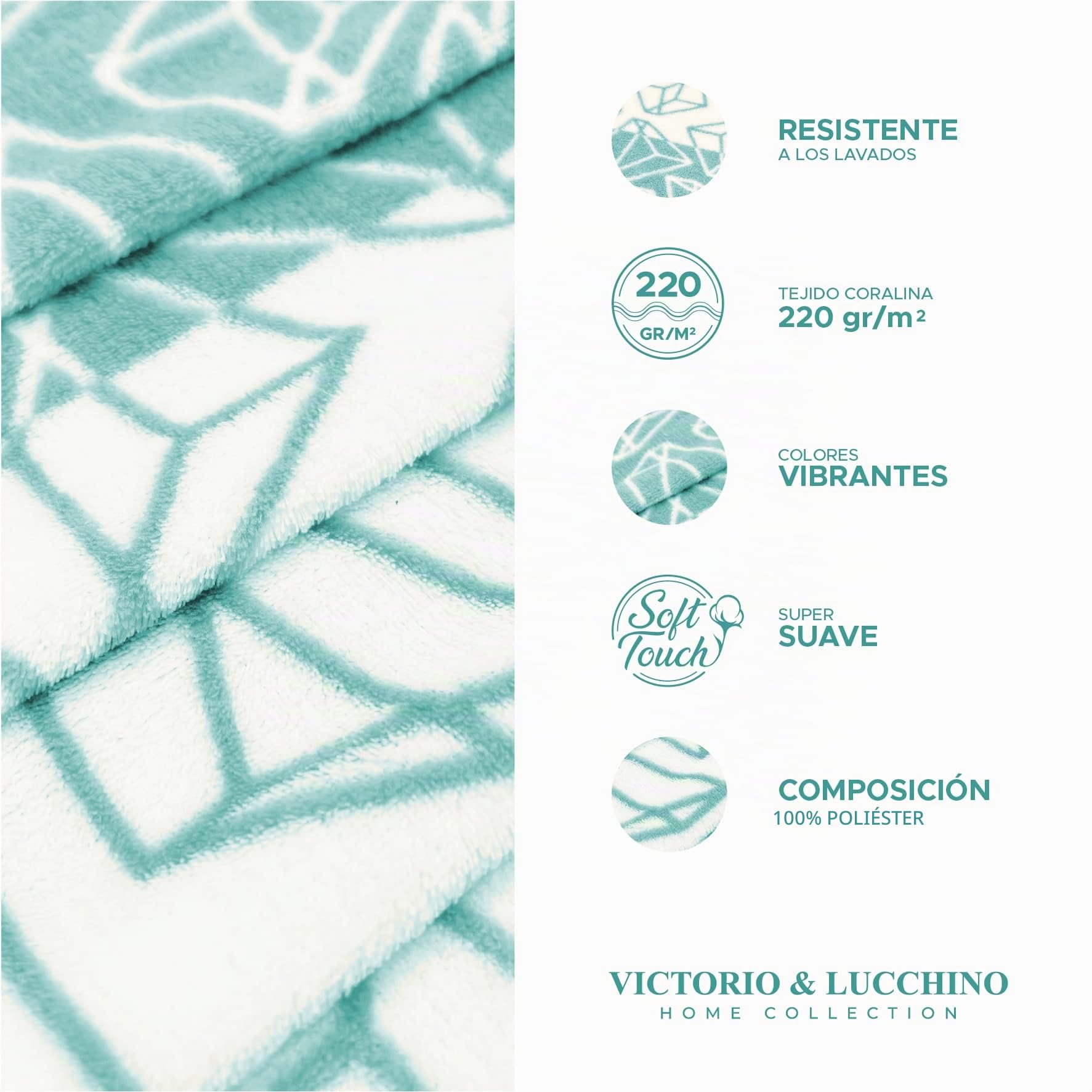 Victorio & Lucchino Juego de sábanas Coralina, térmica para Invierno, Tacto Suave - Modelo Alina (Aqua, Cama 150cm)