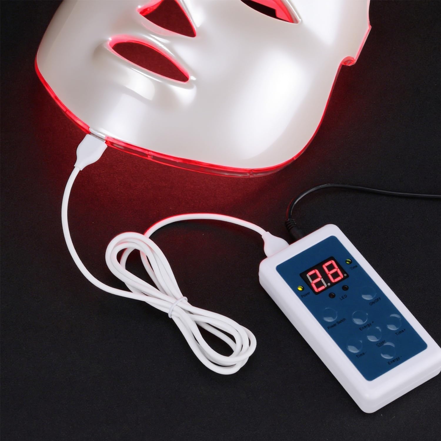 Maska na twarz LED, terapia czerwonym światłem, 7 kolorów, światło skóry, maska świetlna przeciw trądzikowi, zmarszczkom i odmładzaniu skóry, profesjonalna pielęgnacja skóry w domu i w