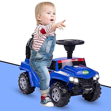 GoodLuck Baybee Kids Car Ride-On Baby Car with Light and Music Baby Toy Car for Children - Push Car Rider Toddlers with Smooth Wheels Baby Car Suitable for Boys & Girls (Blue Jeep)