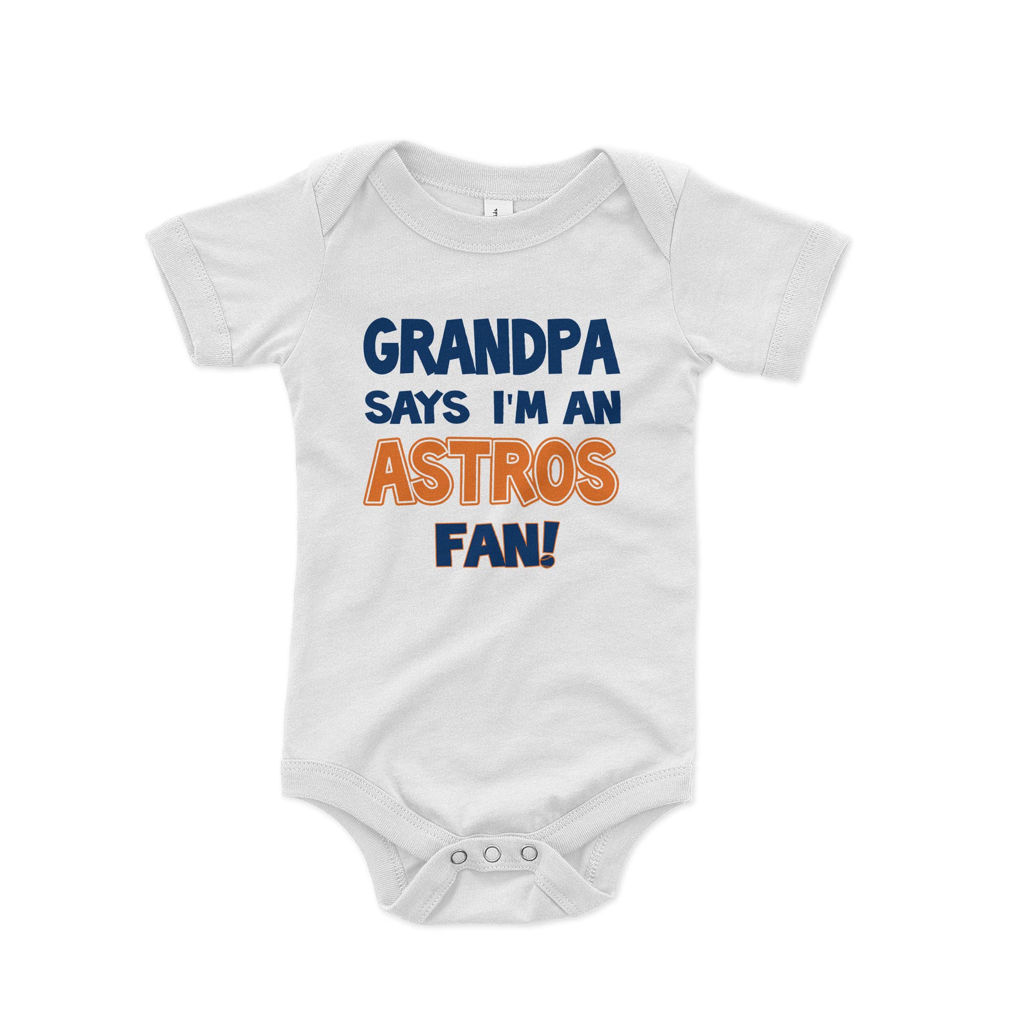 NanyCrafts' Grandpa Says I'm an Astros Fan Baby Bodysuit Newborn White
