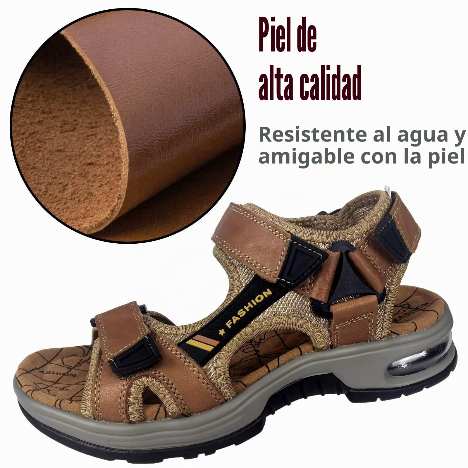 Sandalias Deportivas de Cuero para Hombre Verano Punta Abierta Sandalias de Trekking