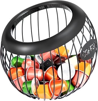 CROWNSHOP Coffee Pod Holder Coffee Pod Basket for Counter Coffee Bar Coffee Capsule Metal Coffee Capsule Storage for Counter Coffee Station Organizer Coffee Bar Accessories