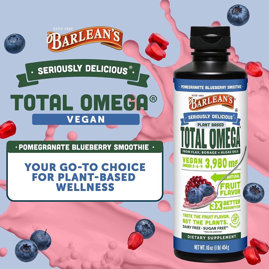 Barlean's Pomegranate Borage & Algae Oil, Omega 3-6-9 Flaxseed, Vegan, 16oz — Amazon image 2