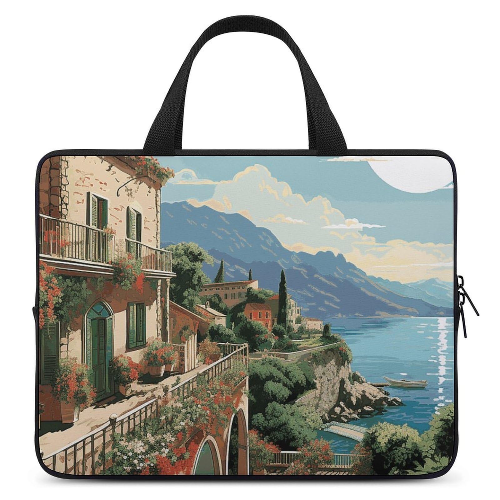 Borsa per computer portatile estiva mediterranea, ultrasottile, impermeabile, 13 pollici, borsa protettiva portatile per computer con cinghia da polso