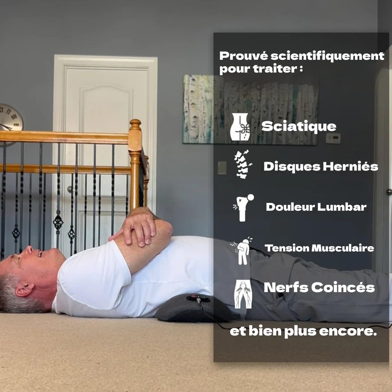 2026 Nouveau LombaTech 3 En 1 DéCompression VertéBrale à Domicile, Masseur Lombaire Et Sciatique, Masseur Sciatique, Appareil Dos Traction Chauffage Vibrations (Brancher-#1)