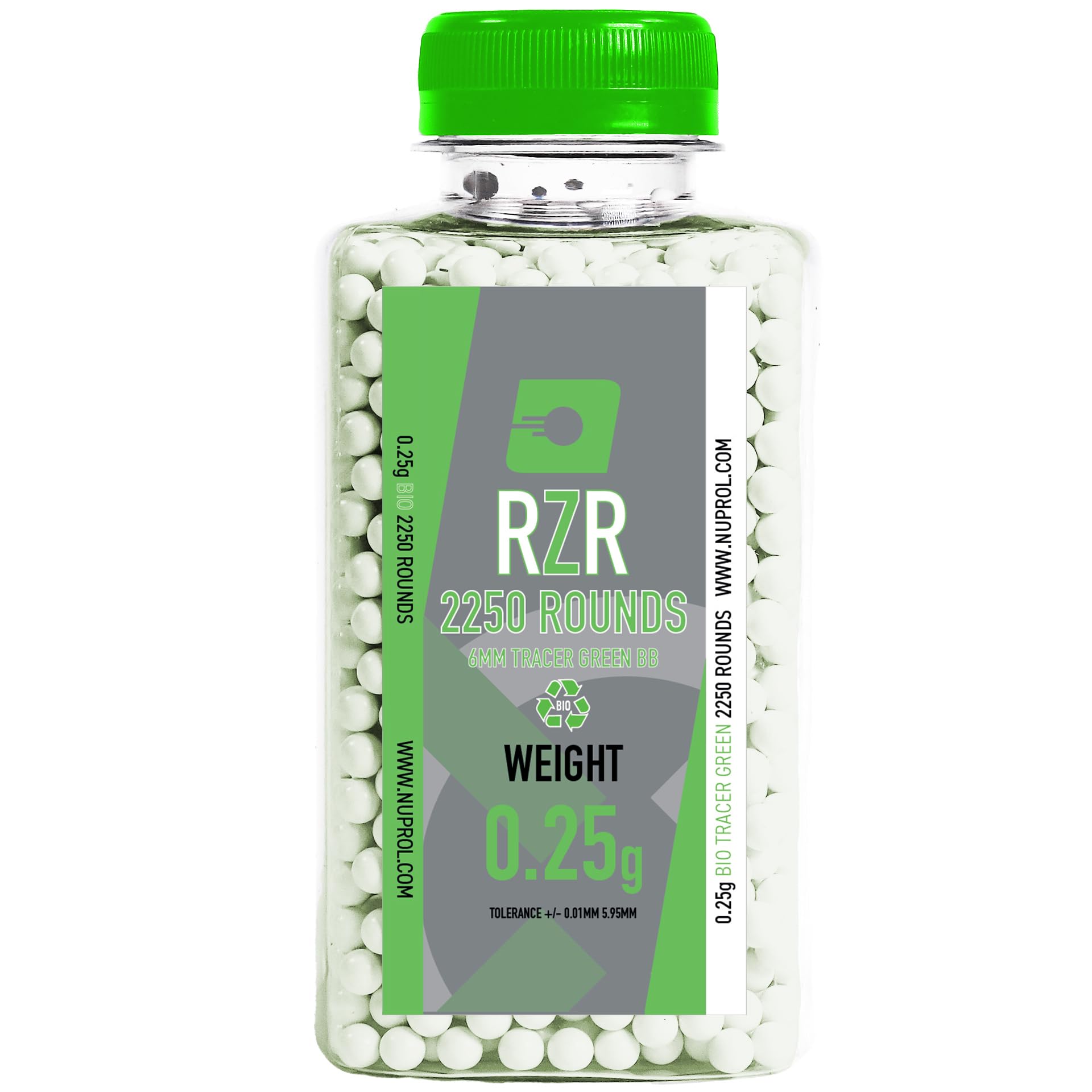 NUPROL RZR 0.25g 2250R Bio-Tracer 6mm Airsoft BBs Ammo Low Tolerance High Performance 5.95mm +/-0.01mm