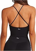 Danysu Sculpt Backless Workout Tank Top Women - Strappy Padded Longline Sports Bra Yoga Top