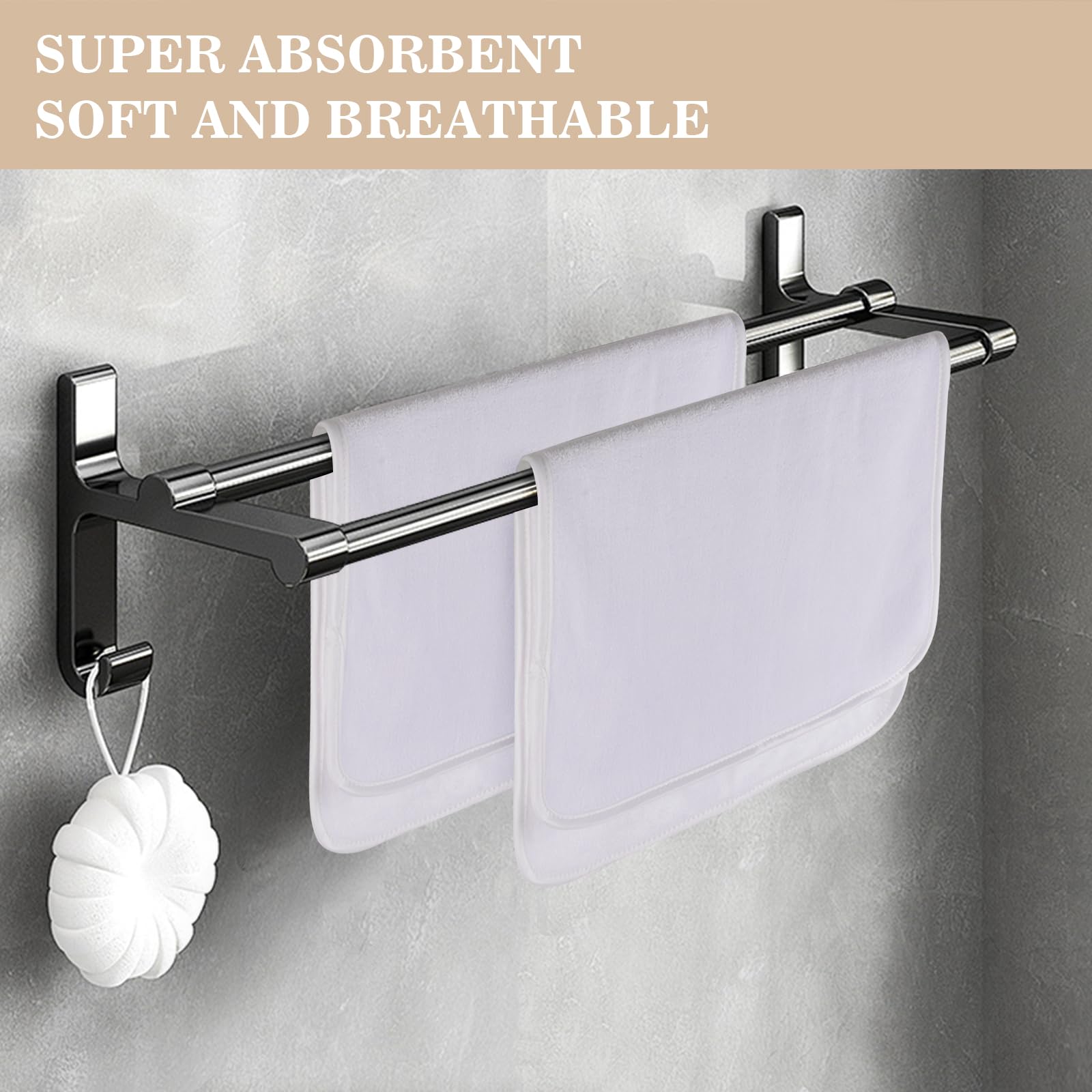KinHwa Toallas de mano suaves de microfibra para baño, toallas absorbentes para invitados pequeños, toallas gruesas de cara de 30 cm x 50 cm, paño de secado rápido para baño, spa, gimnasio, paquete de