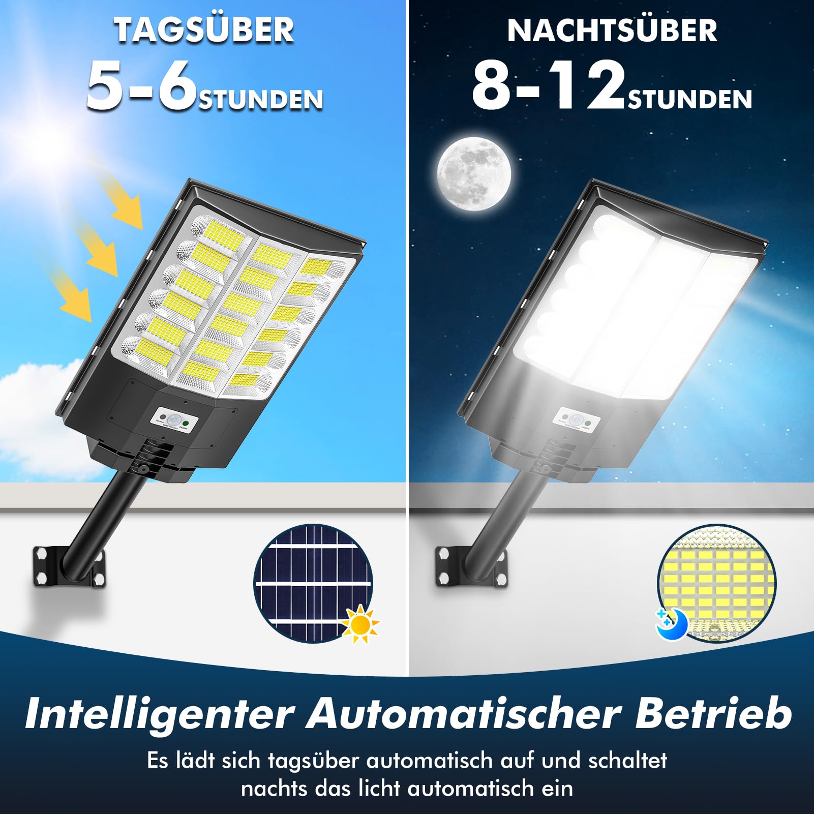 1200W Farolas Solares Exterior,Impermeable IP65 Farol Solar Exteriors con Control Remoto,120000LM 6500K Farola Solar Exterior Potente con Sensor de Movimiento,para Jardín, Estacionamiento