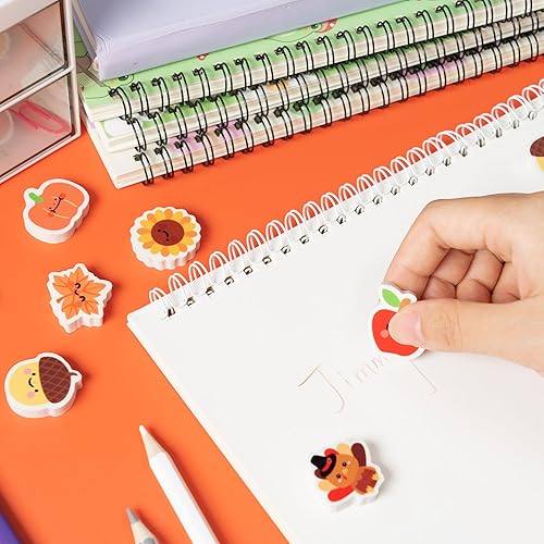 Miniatura 3 de Yopyame 60 piezas de borrador de otoño para niños, surtido de hojas de arce y calabaza, borrador lindo de rompecabezas, escritorio, mascotas,