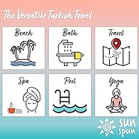 Vista 5 de SUNSPUN LINENS Toalla de playa turca, 39 x 63 pulgadas, extra grande, de algodón de secado rápido, toalla de baño turca de gran tamaño y manta
