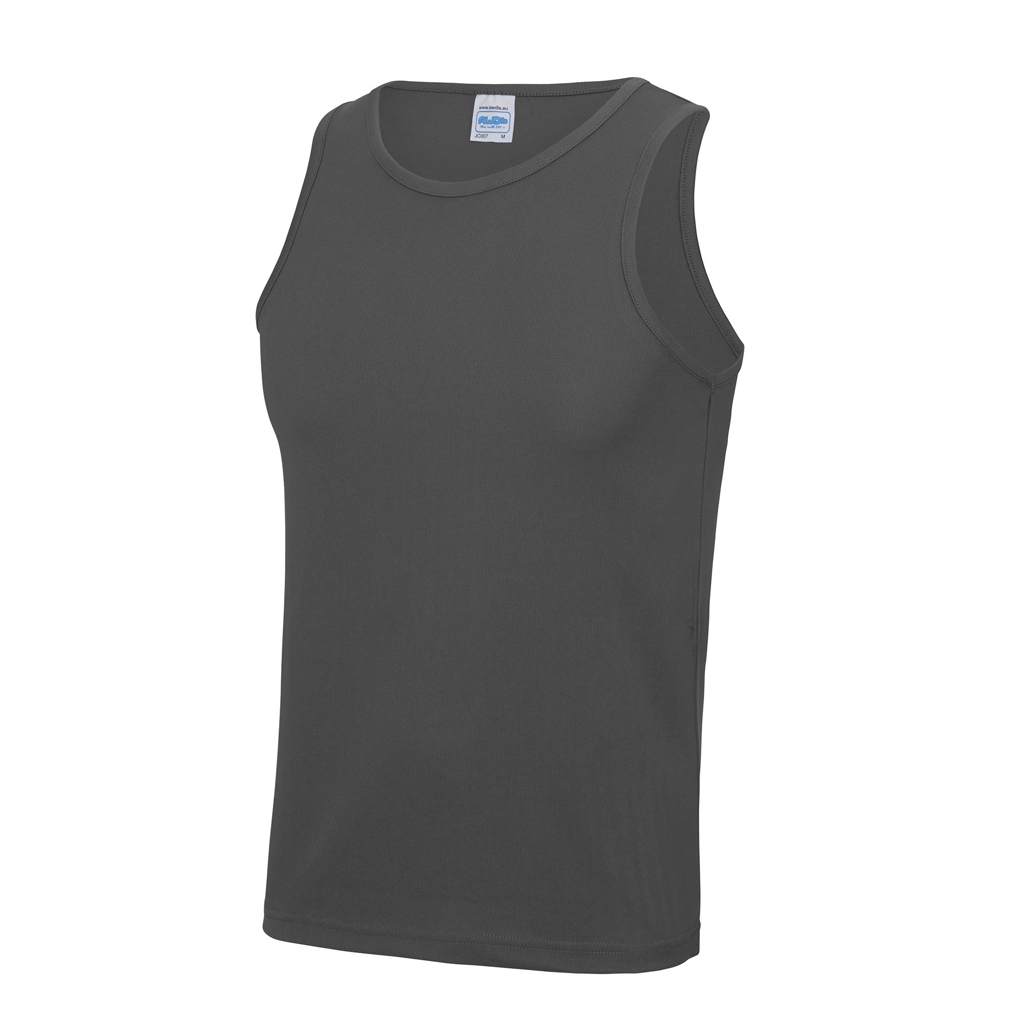 Just Cool Mens Sports Gym Plain Tank / Vest Top (S) (Charcoal)