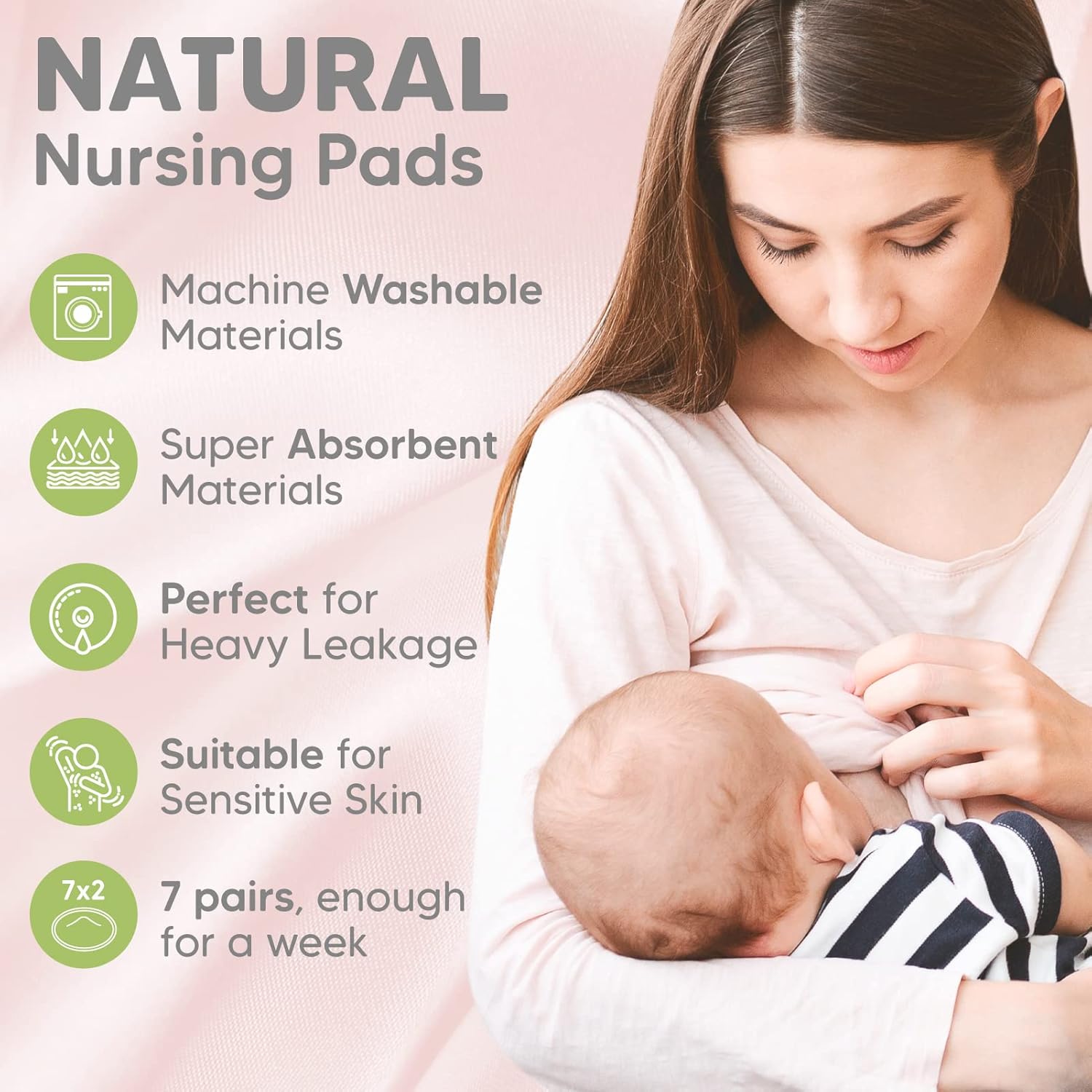 KeaBabies Organic Nursing Breast Pad and Postpartum Belly Band Bundle - 14 Washable Pads + Wash Bag (Pastel Touch, M) - 3 in 1 Postpartum Belly Support Recovery Wrap (Classic Ivory, OS)