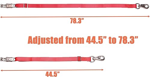 Miniatura 3 de Corbata cruzada de nailon ajustable (paquete de 2) con broche de pánico y broche de toro, se ajusta de 44.5 a 78.3 pulgadas (rojo)