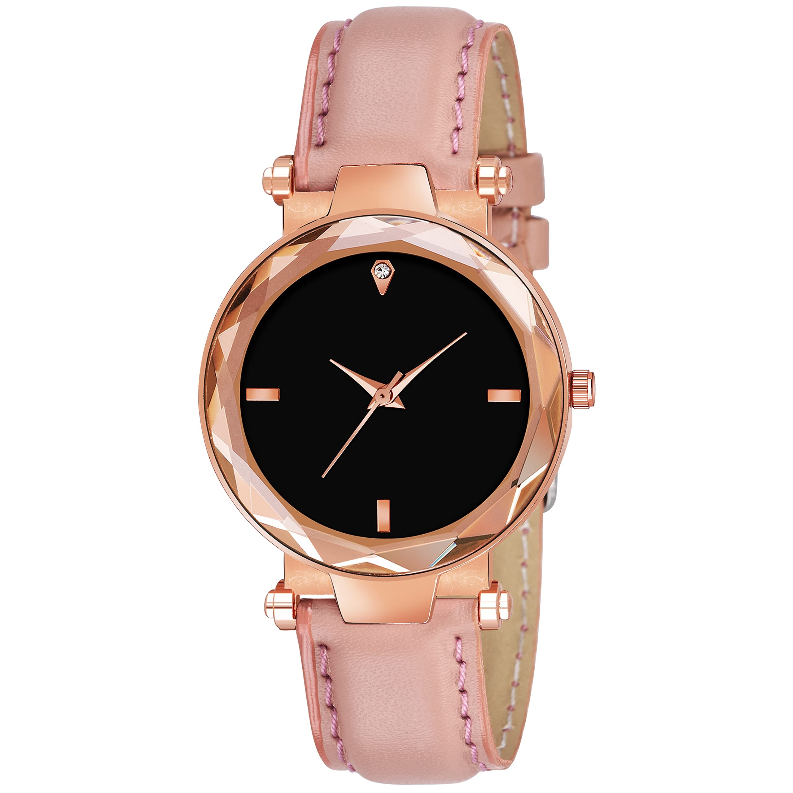 SWADESI STUFF Exclusive Luxury Diamond Geneva Leather Analog Watch for Women and Girls (Baby Pink) (B09GVLJ7GM) Amazon Price History, Amazon Price Tracker