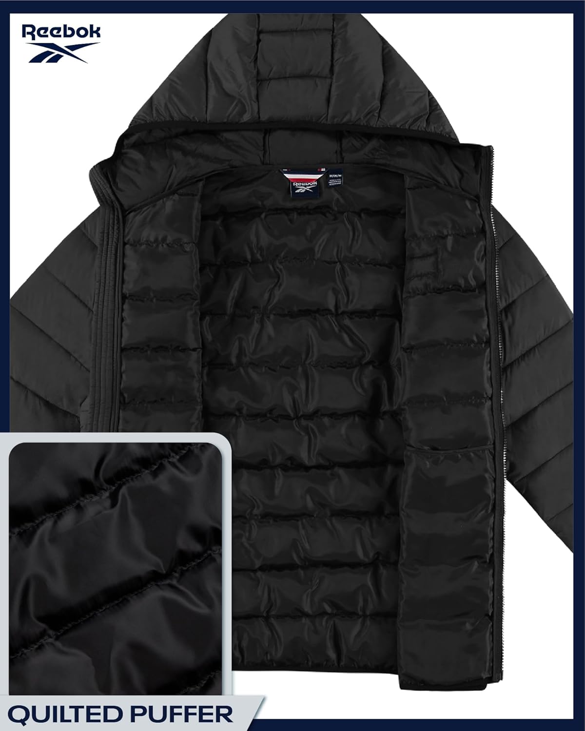Reebok Mens Puffer Jacket - Lightweight Quilted Glacier Shield Plus Size Puffer Jackets for Men - Insulated Mens Winter Coats - Image 4